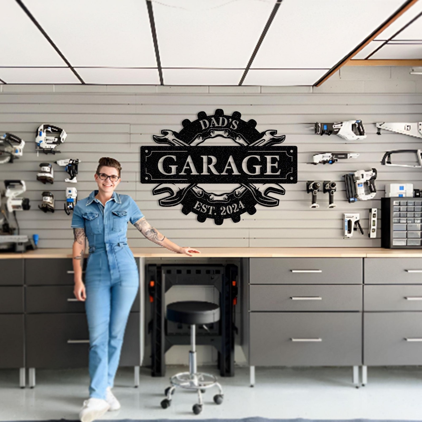 Personalized Garage Sign: Custom Metal Wall Art, Man Cave Decor