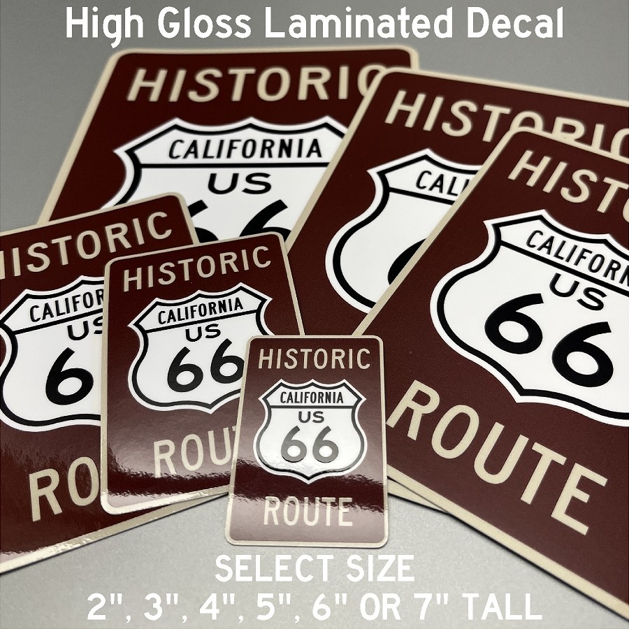 Historic Route 66 High Gloss Laminated Stickers / Decals Choose Size 2-7″