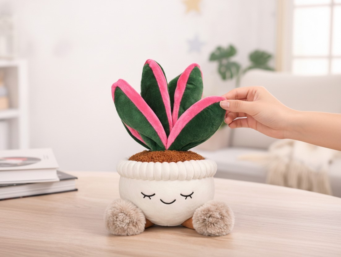Plush Plant Decor, Soft Faux Houseplant, Cute Stuffed Plant for Home & Office, C