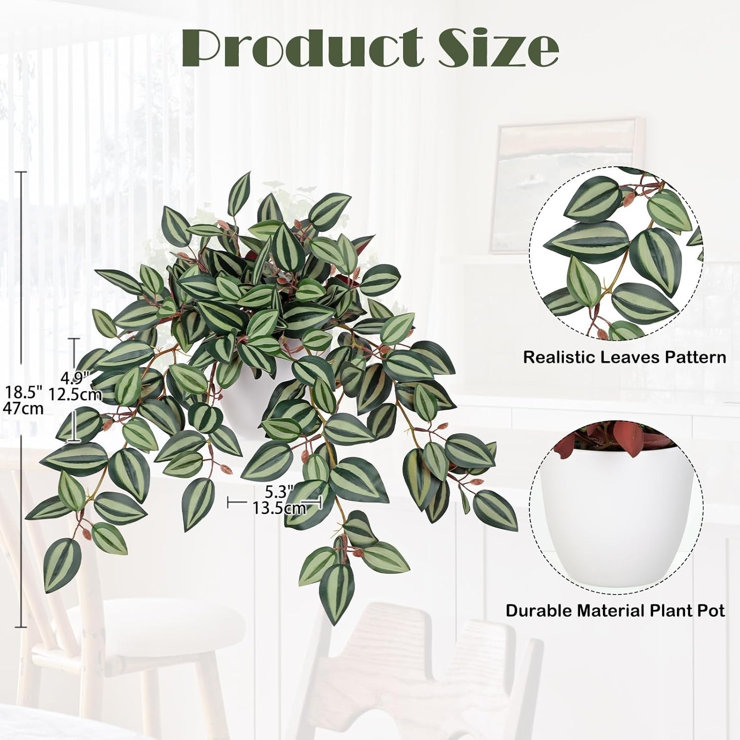 Stunning 18.5” Faux Plant with Cascading Vines – Ideal Gift for All Occasions
