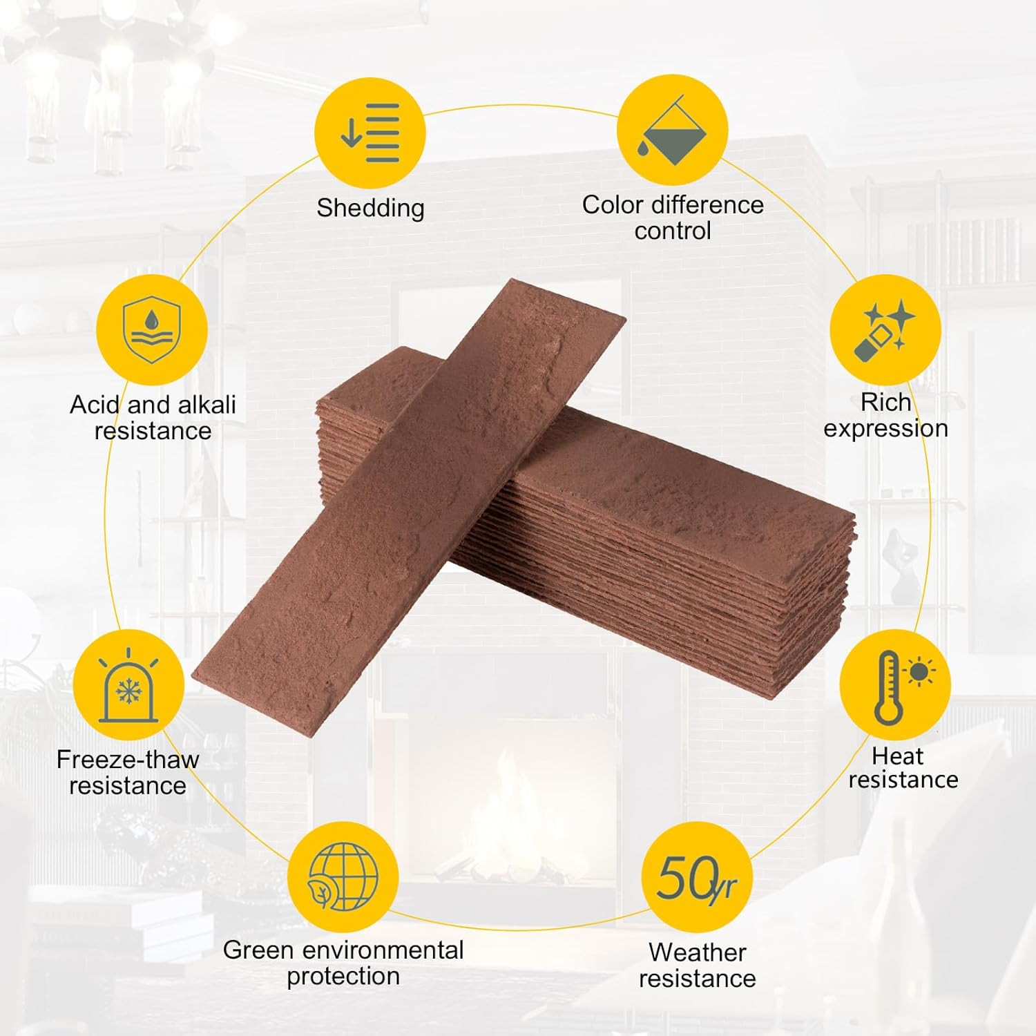 17-Piece Vintage Red Faux Brick Wall Panels for Indoor & Outdoor Use