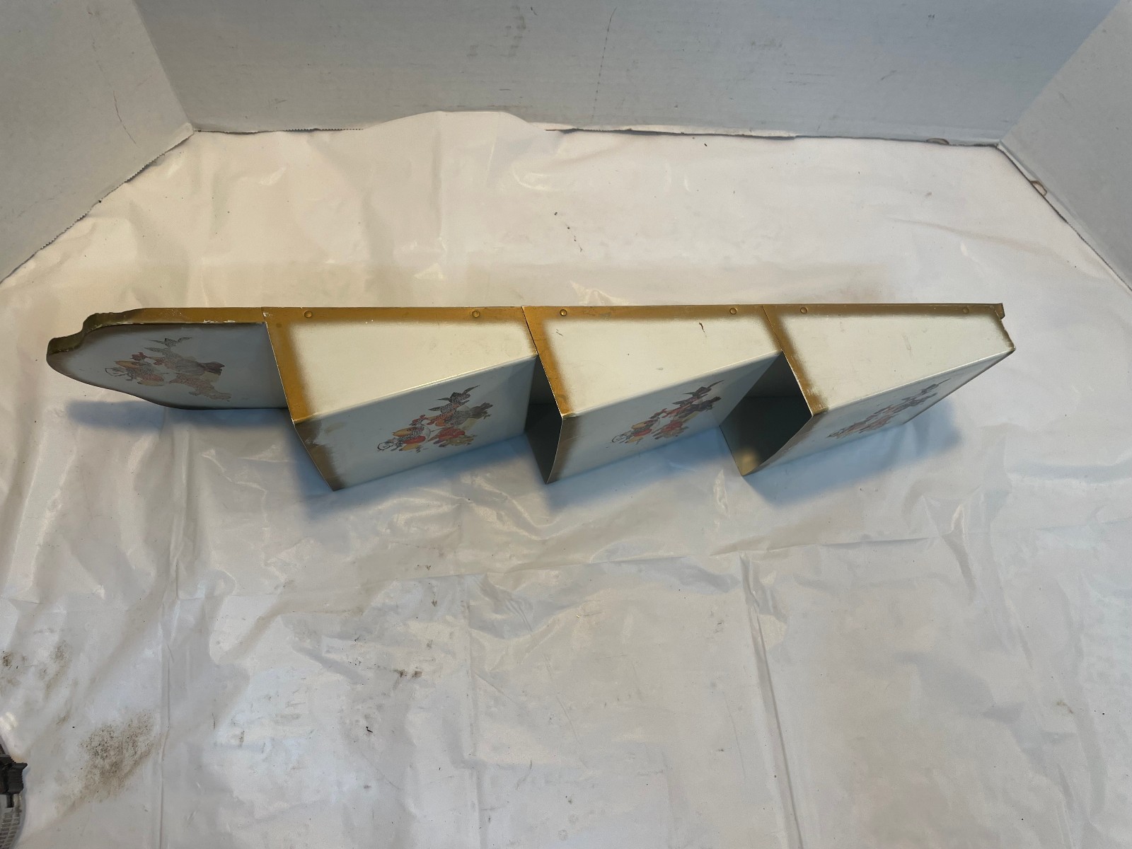 Vintage Metal Wall Mail Organizer Hanging Letter Bill Holder Mid Century