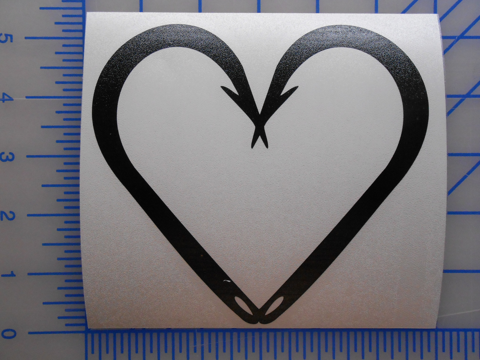 Fish Hook Heart Decal Sticker 3″ 4″ 5″ 6″ 7″ 8″ 15 Colors Love Fishing Salt Life