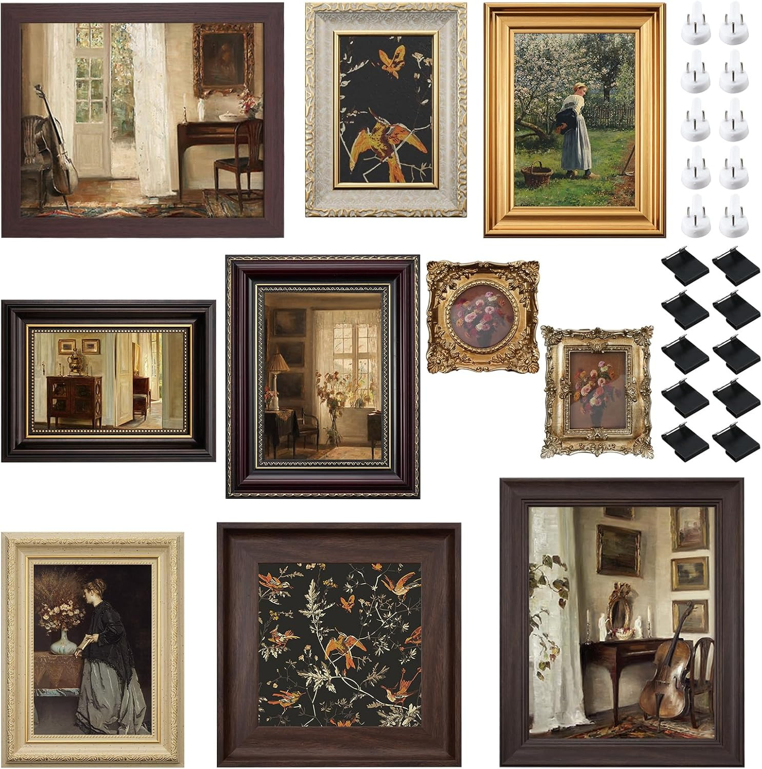 10 Pack Vintage Picture Frames for Wall or Tabletop – Ornate Décor Set
