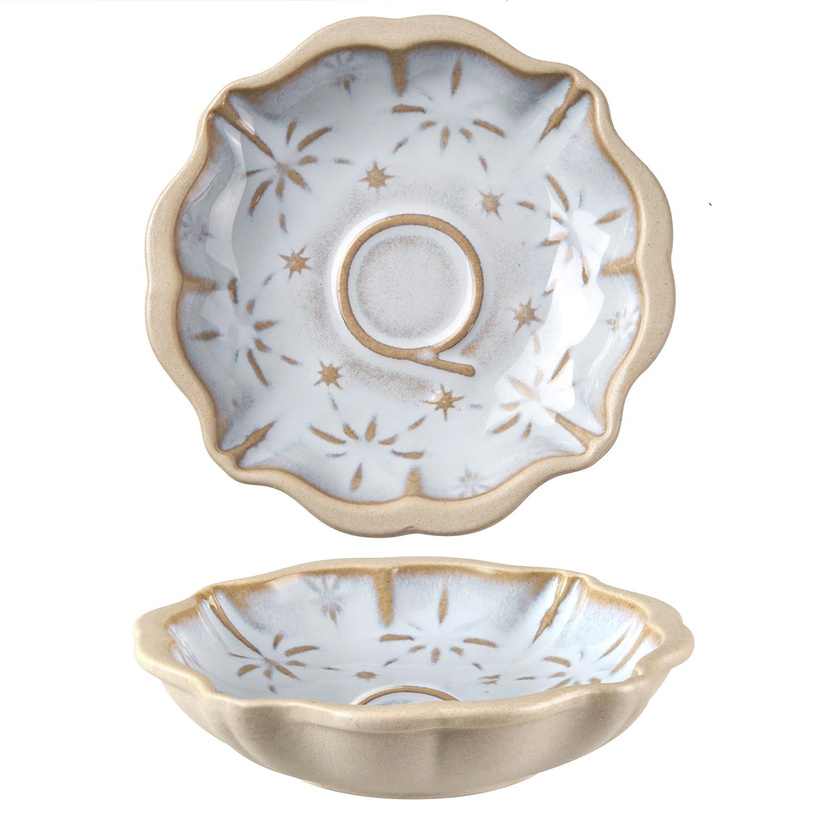 Ceramic Soy Sauce Dish, 2 Oz Beige Dipping Bowls Set, Small Serving Bowls, Se…