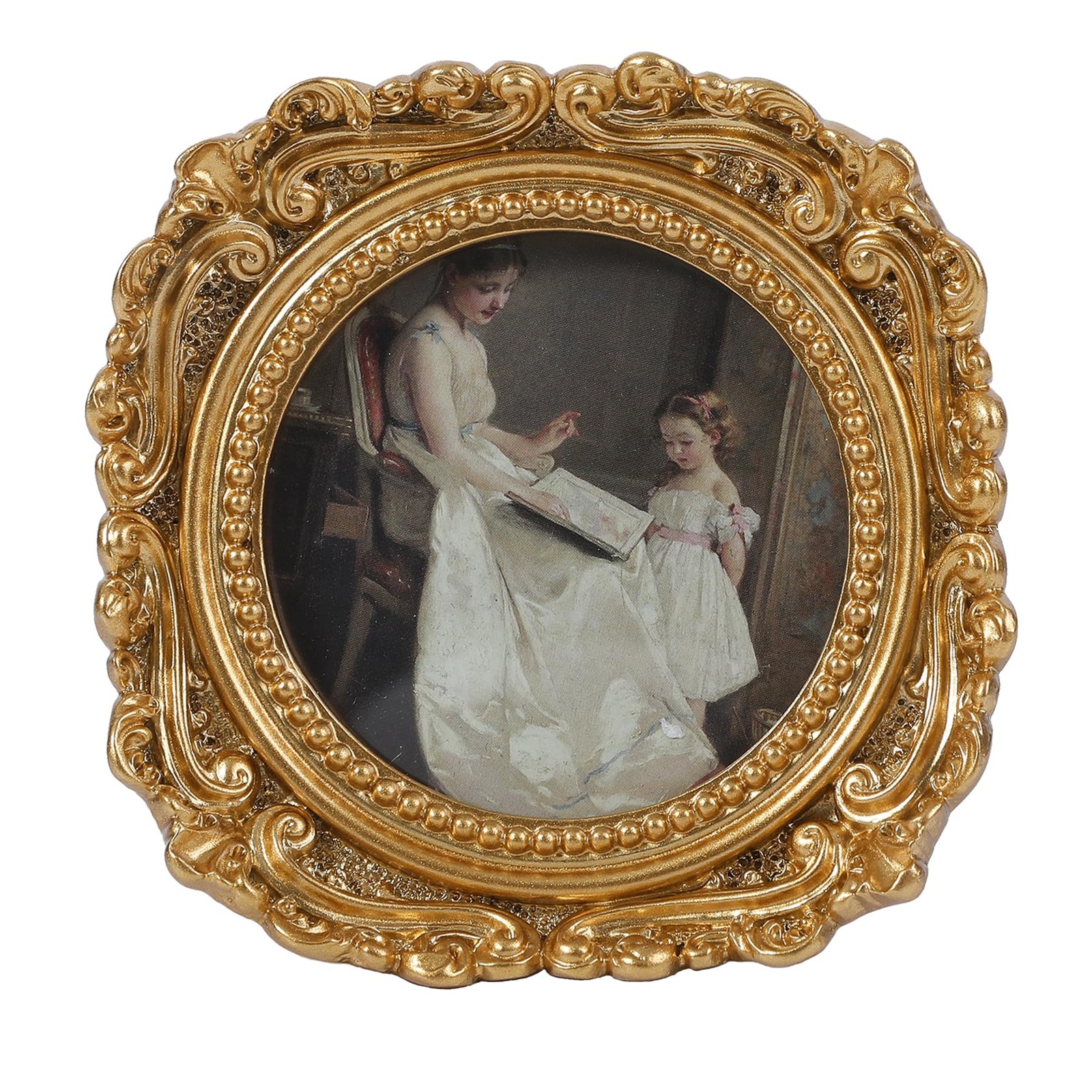 Vintage Picture Frames 3×3 Round Gold – Antique Ornate Small Picture Frames w…