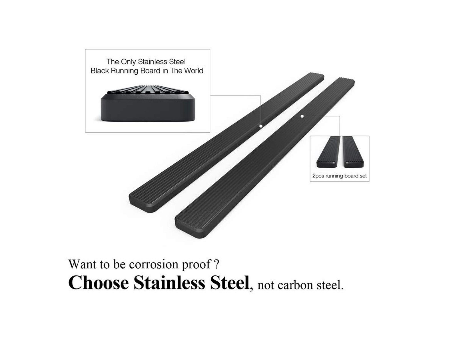 APS Running Boards 6 inches Matte Black Compatible with Toyota Tacoma 2005-20…