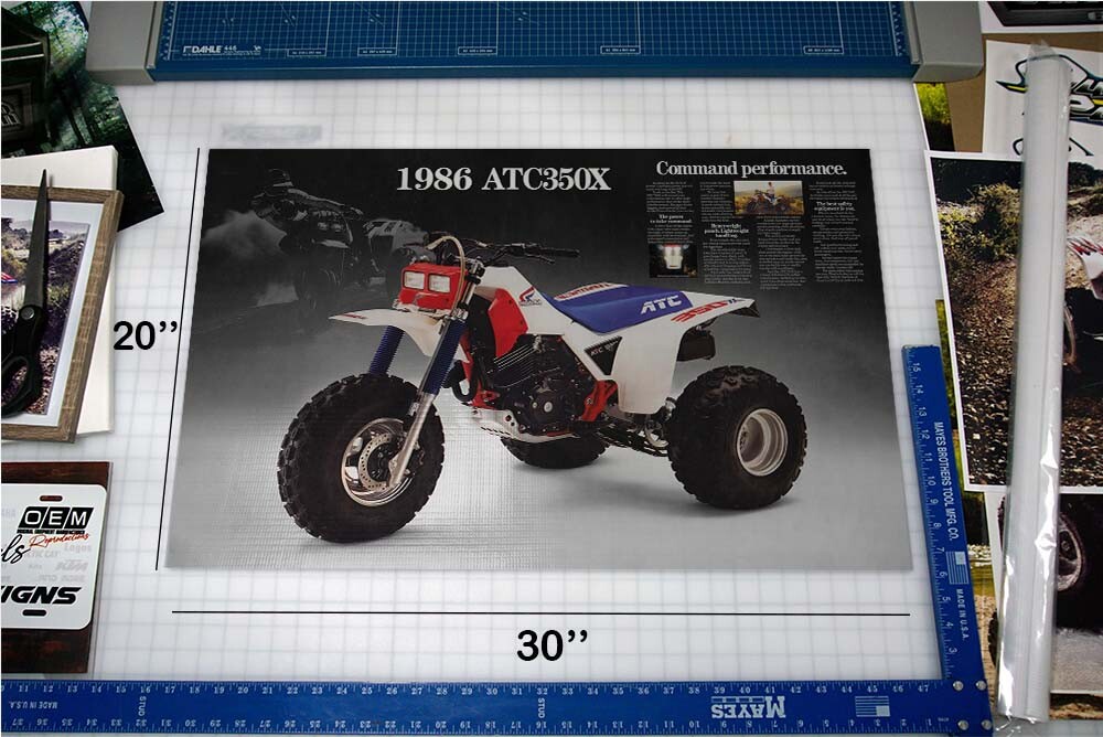 1986 Honda ATC 350X Flyer Poster Banner Ad OEM Brochure Specs Picture graphic
