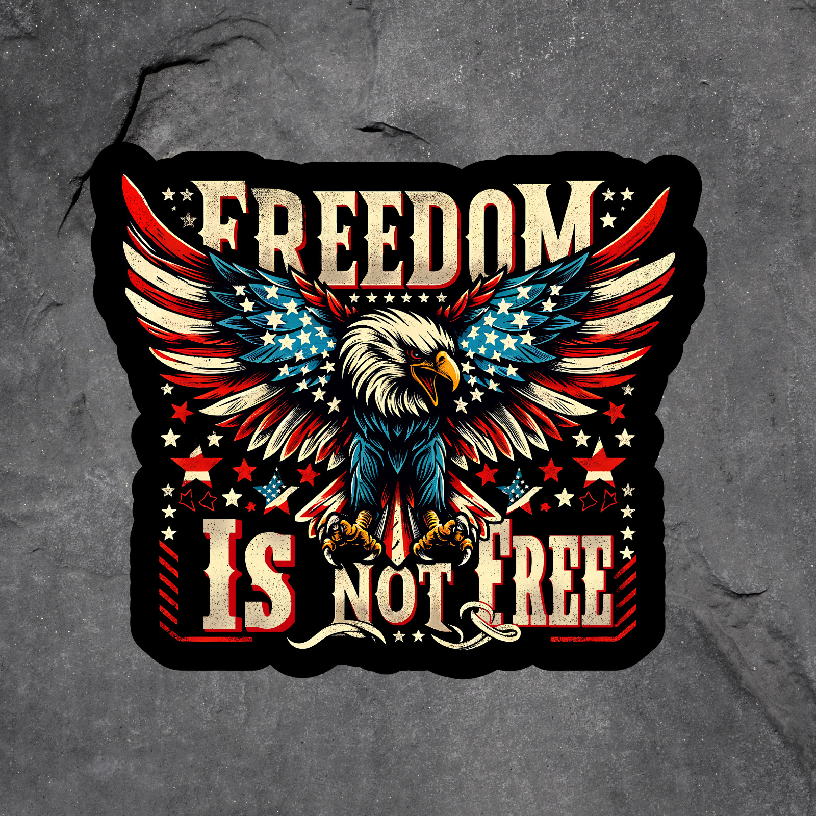 Freedom Sticker Vinyl Decal Eagle Patriotic American Flag Military Art