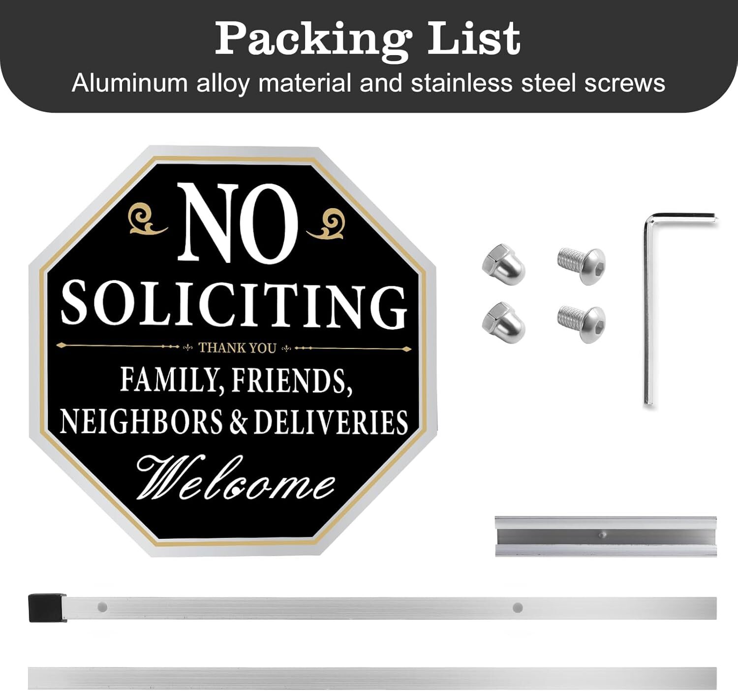 No Soliciting Sign for House with Stake, 10 X 10 Inches No Soliciting Yard Sign