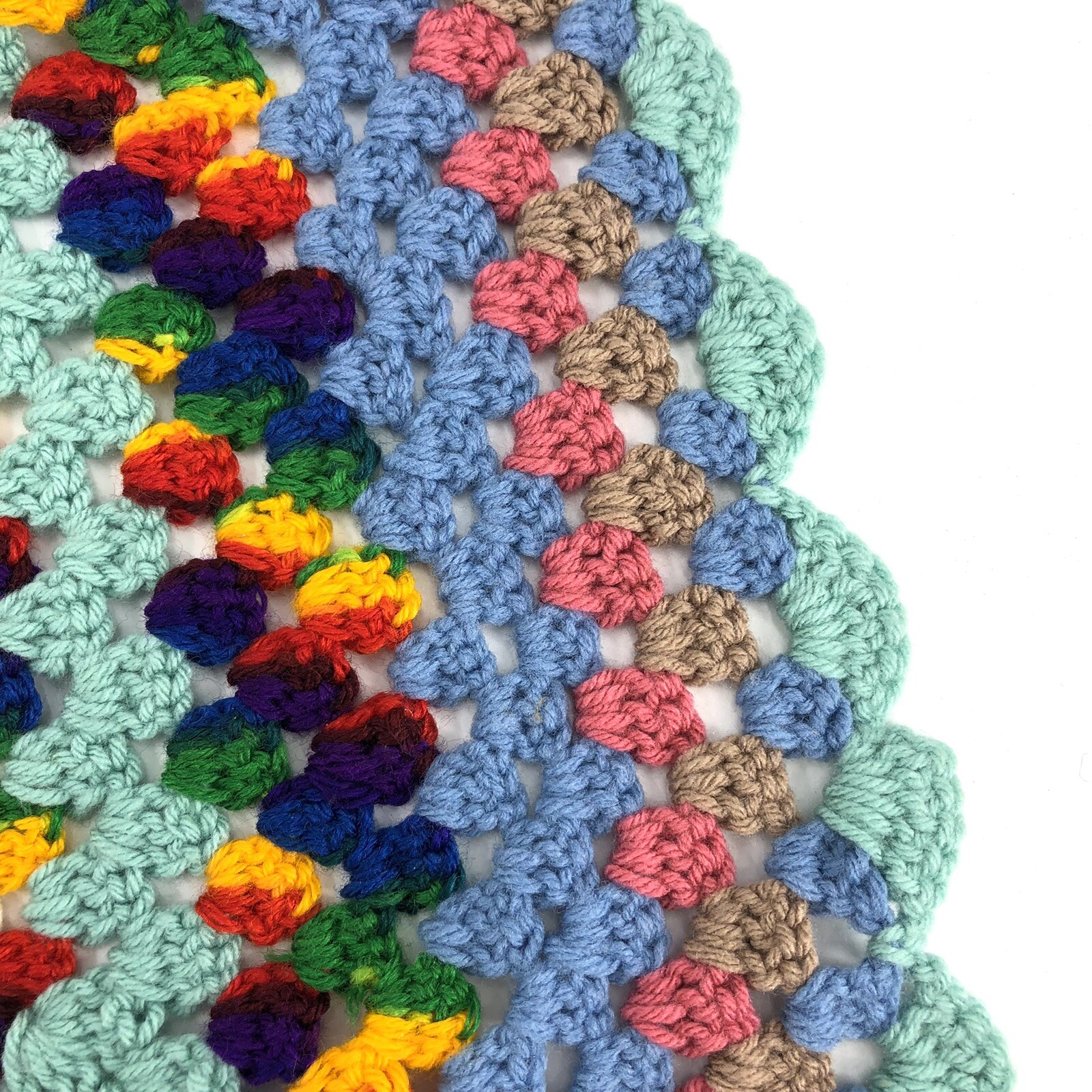 Crochet Granny Square Baby Blanket Lap Afghan Rainbow Unisex Boho Indie Cottage