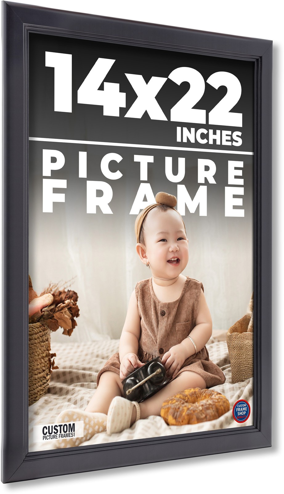 14×22 Contemporary Black Wood Frame UV Acrylic and Acid Free Foam Board