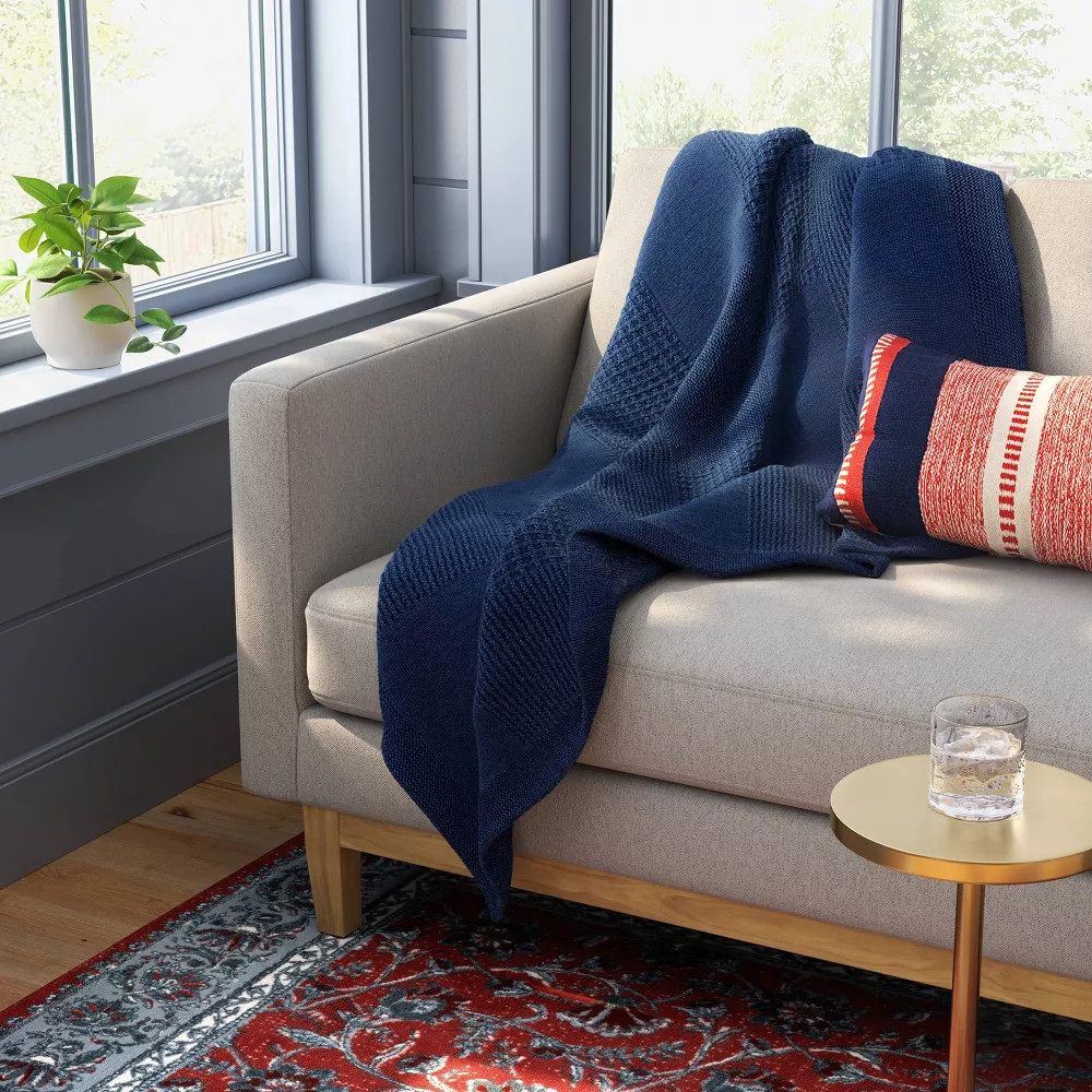 50″X 60″ Washed Knitted Throw Blanket Blue – Threshold