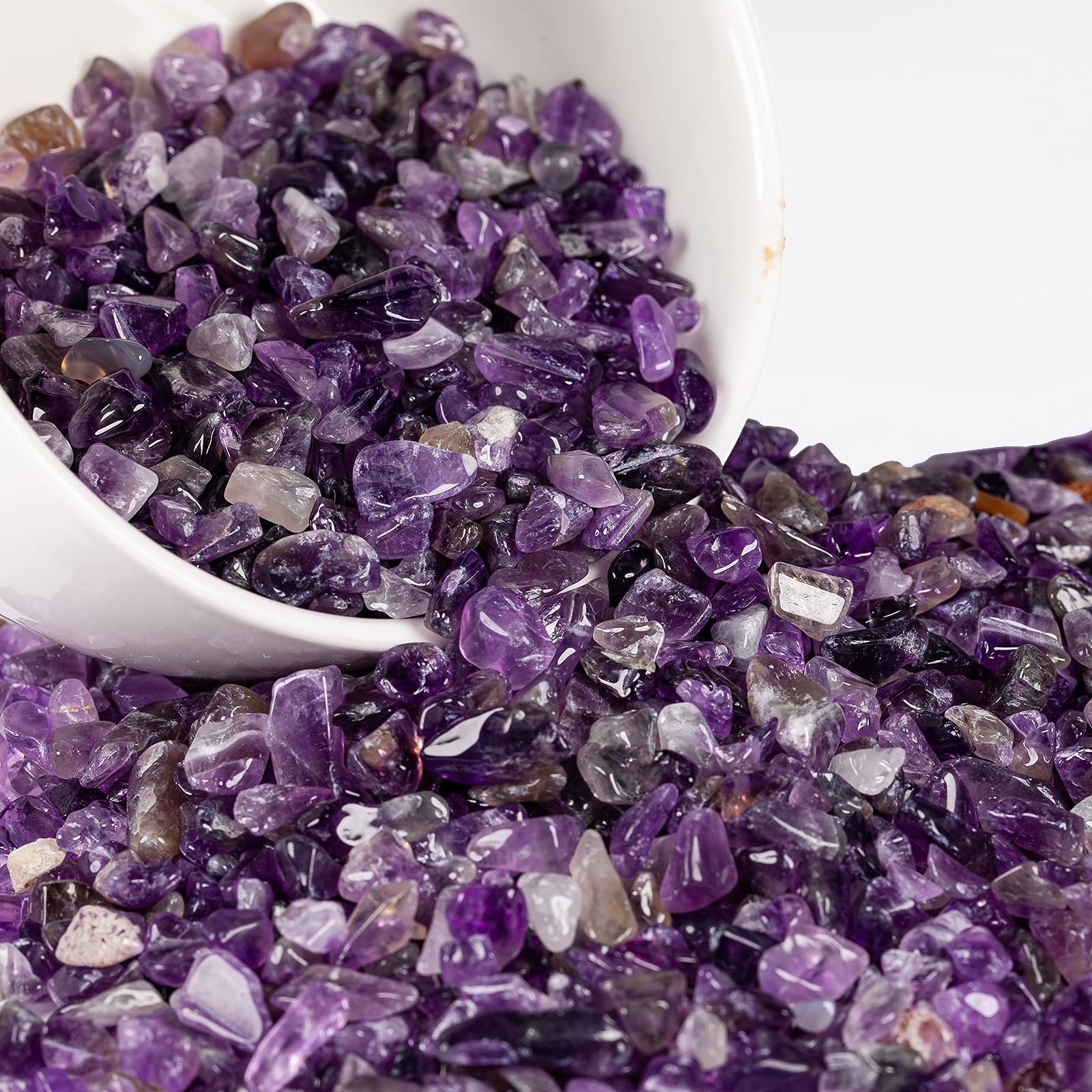 Sunyik Amethyst/Green Aventurine Tumbled Chips Crystal Crushed Pieces Irregular