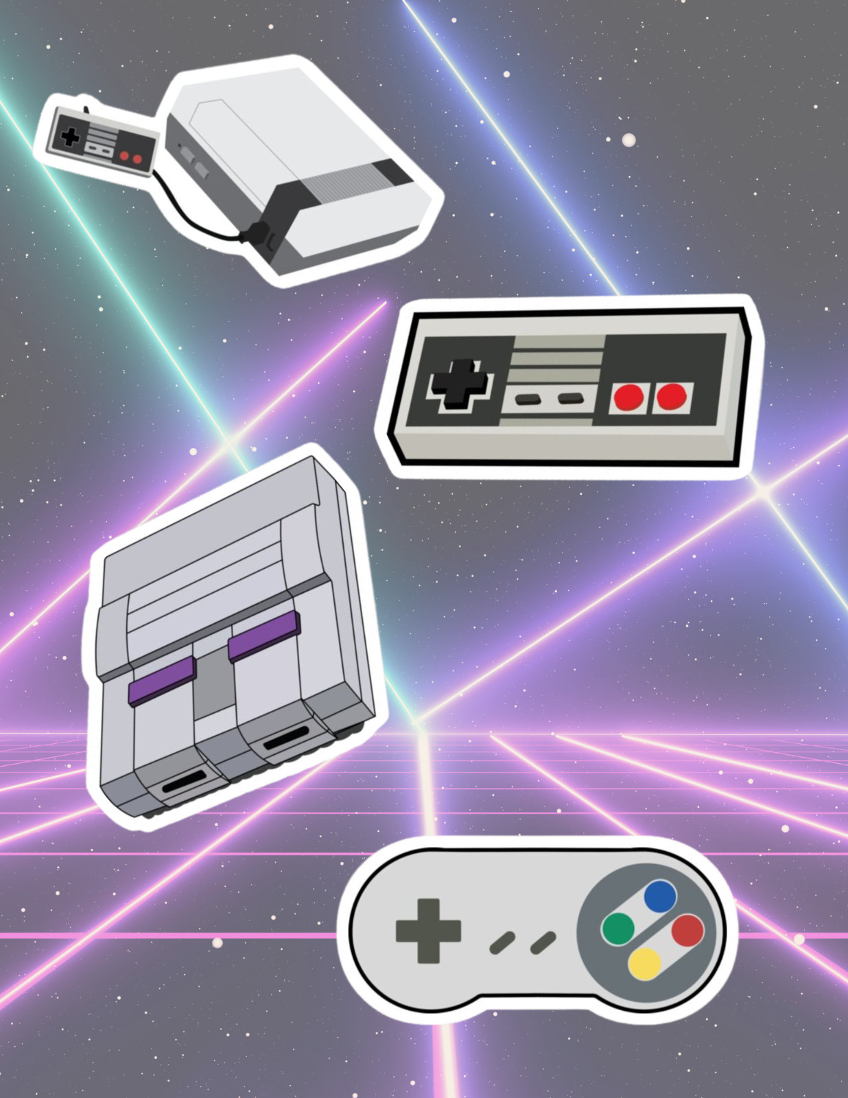 Super Nintendo SNES NES Retro Games 4pc Sticker Pack