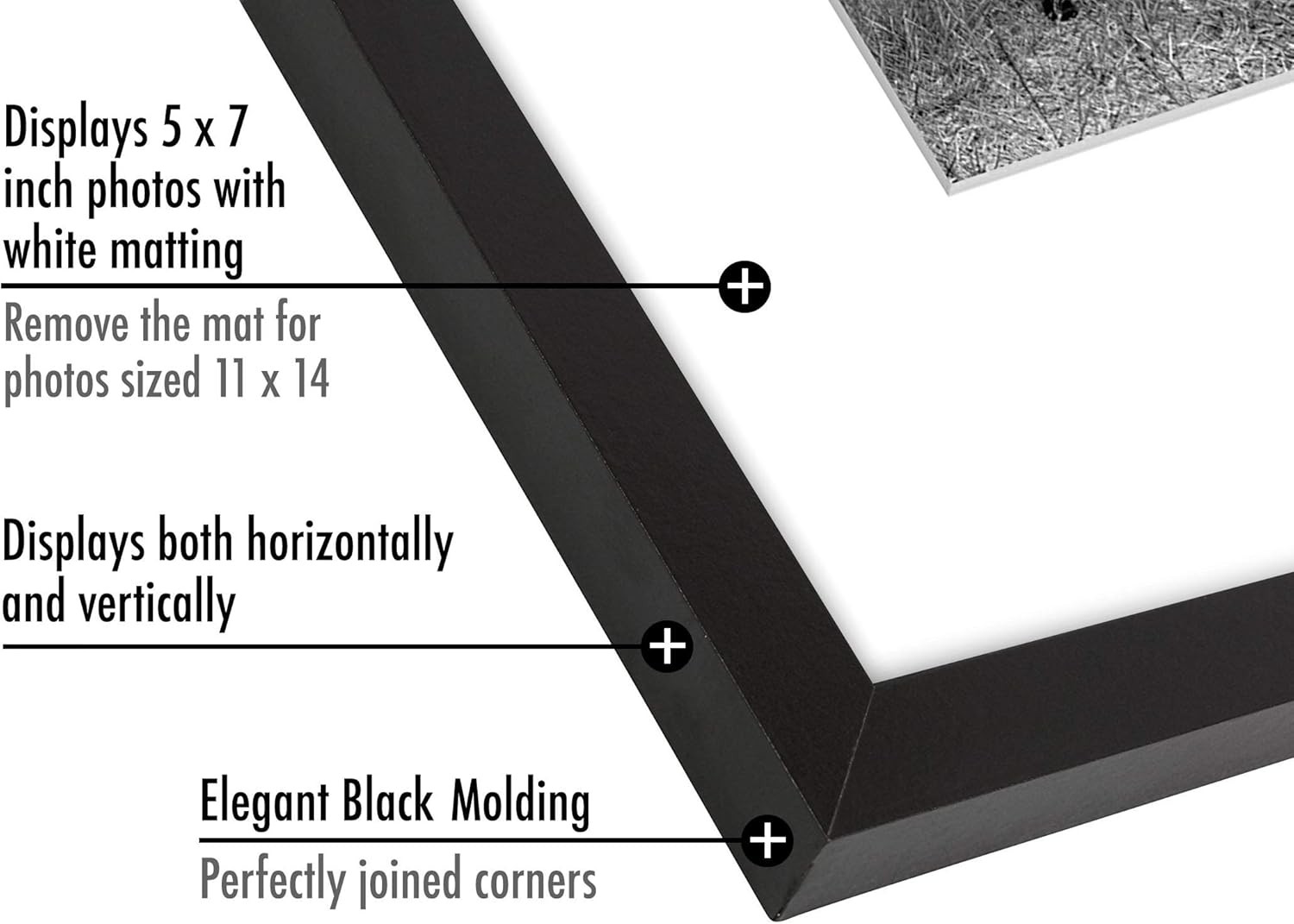 11×14 Picture Frame with Shatter-Resistant Glass – Use as 5×7 Frame with Mat