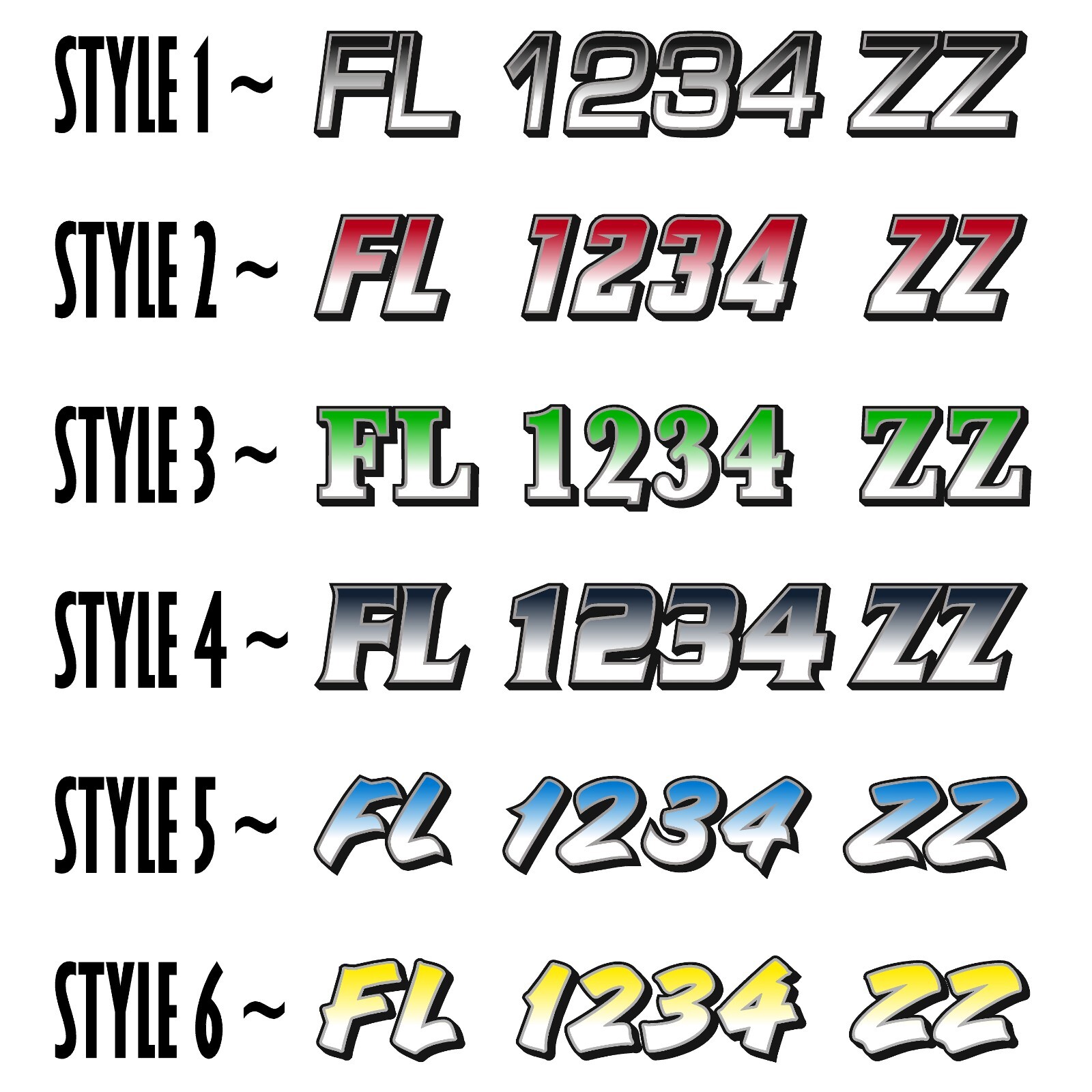 Boat Registration Numbers & Letters 2 Pack Custom 3″ Boat & Jetski Stickers X2GR