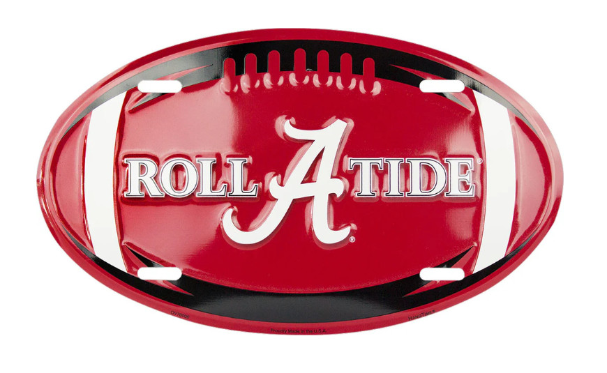 University of Alabama ROLLTIDE Football Oval Sign Metal Man Cave Garage
