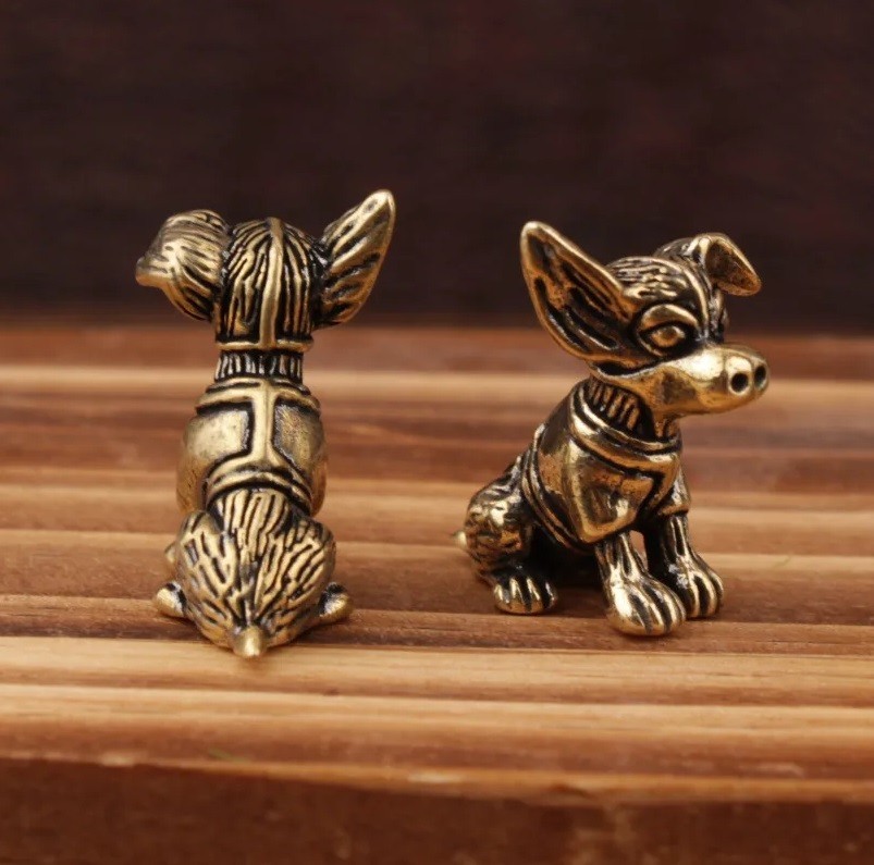 Brass Dog Animal Statue Small Sculpture Tabletop Figurine Decor Gifts