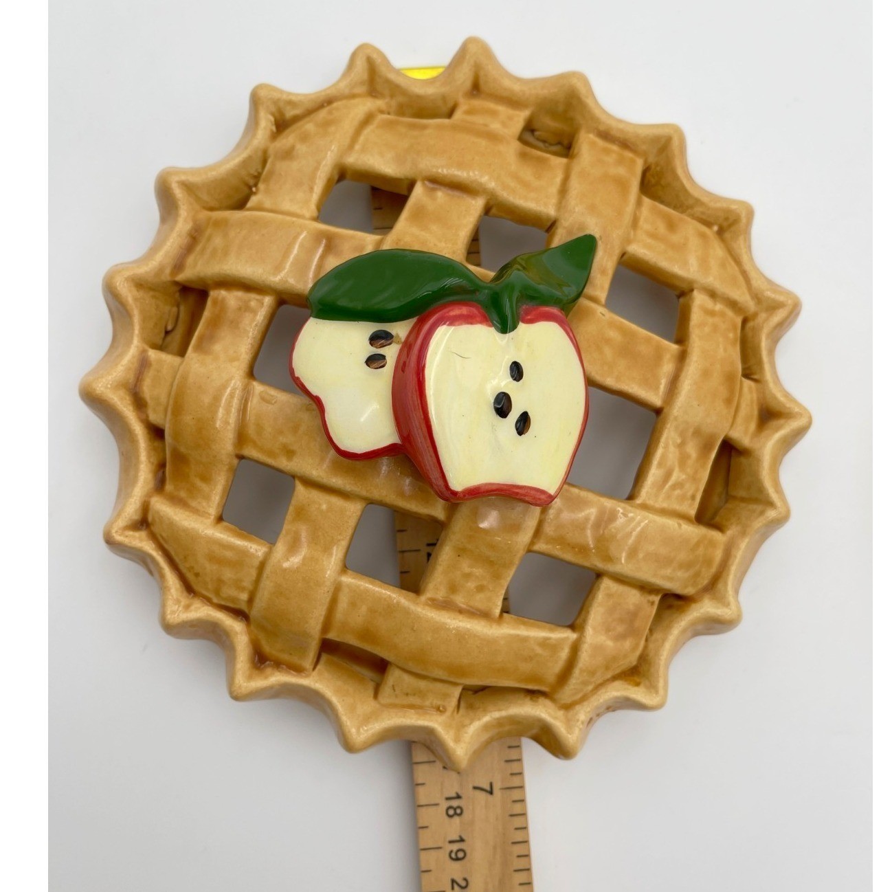 Vintage Ceramic Apple Pie Potpourri Keeper Lattice Lid Country Cottagecore Decor