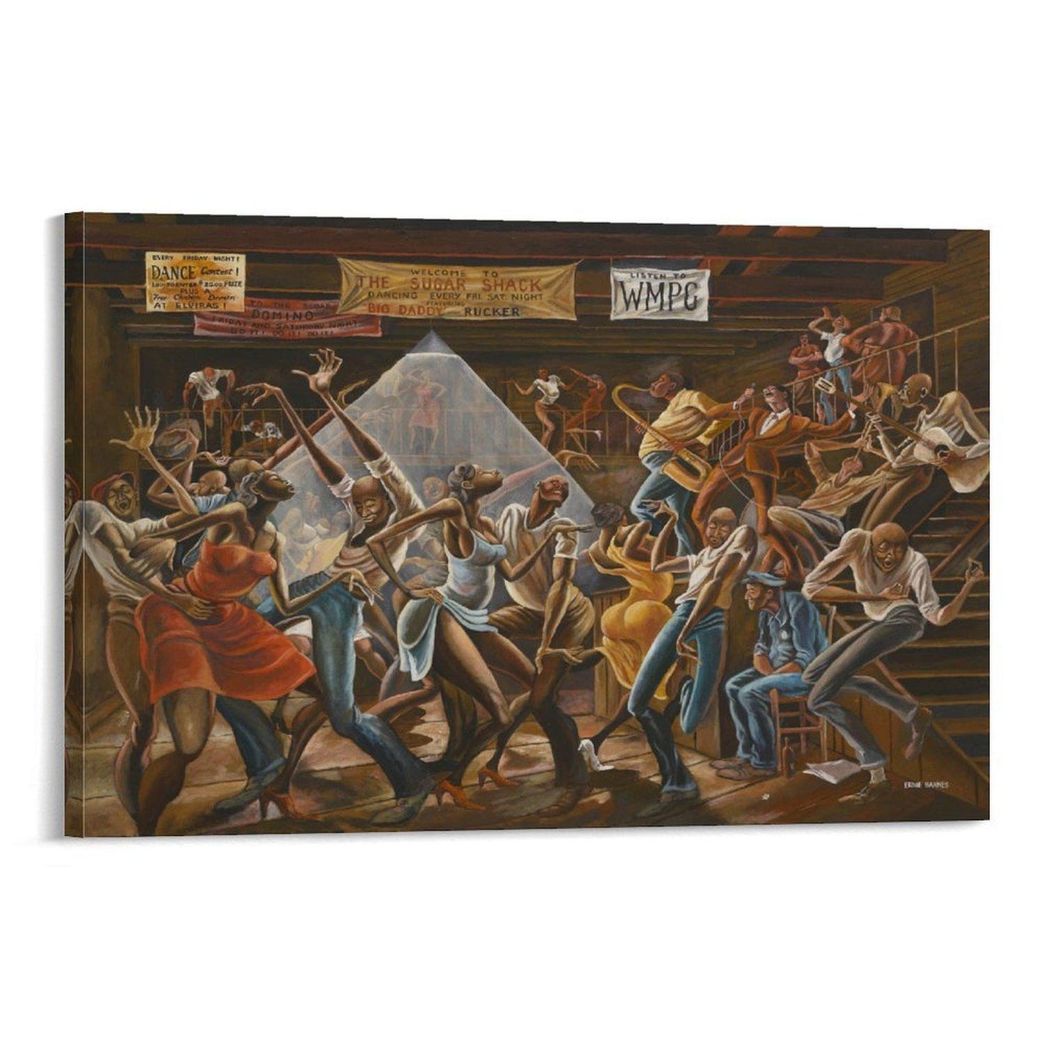 Sugar Shack Canvas Print, African American Vintage Dance Wall Art Decor