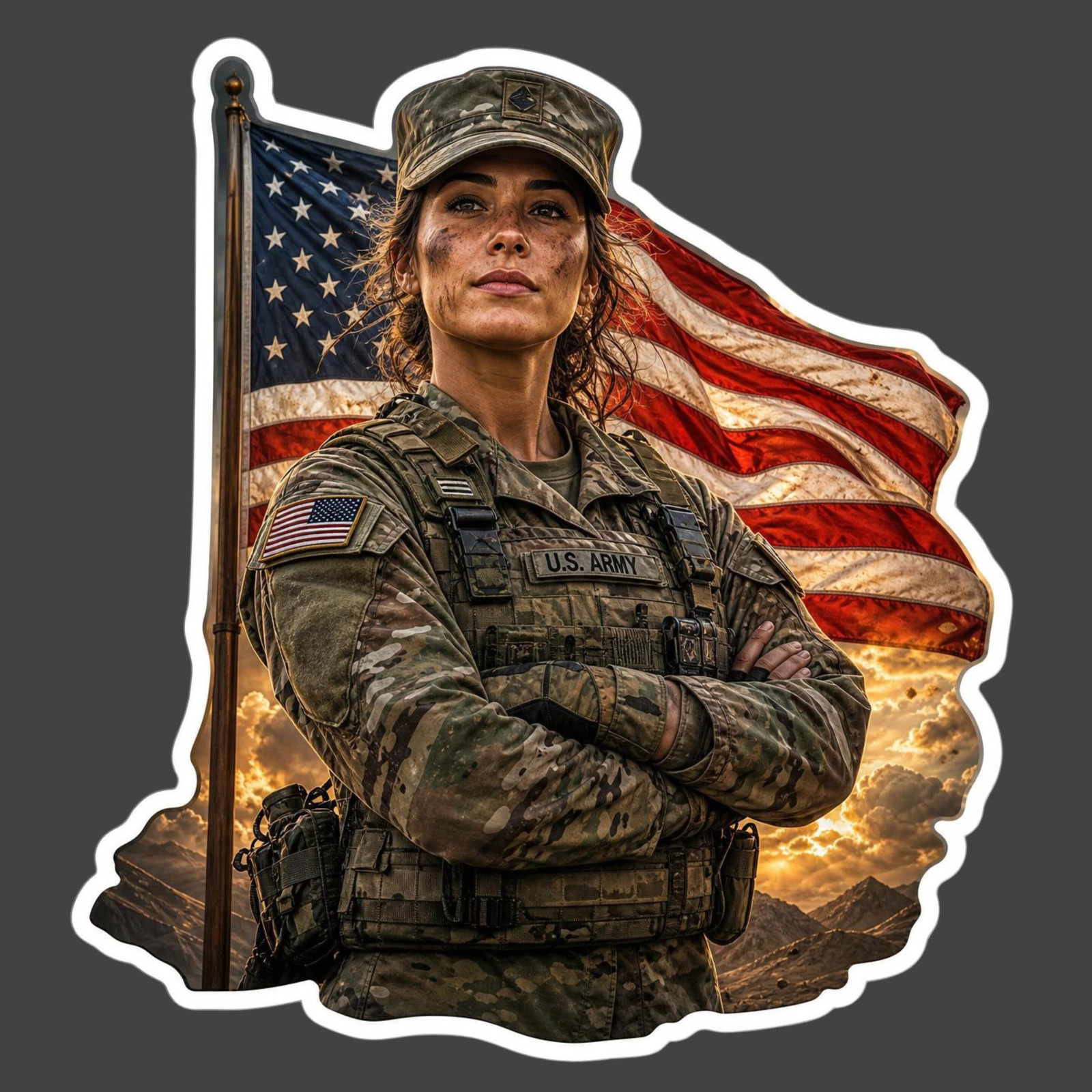 Female Veteran Sticker Vinyl Decal Army Soldier Patriotic American Hero