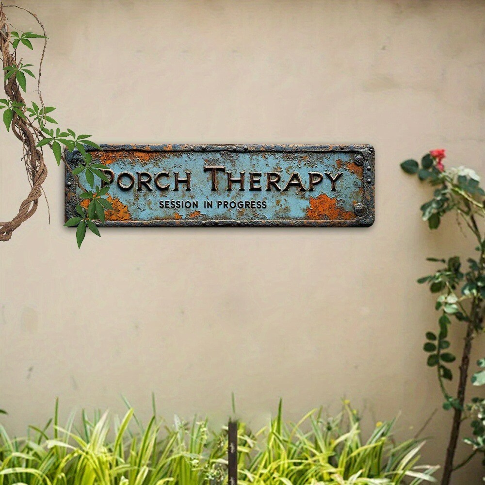 Metal Porch Therapy Sign Vintage Metal Tin Sign Wall Art Decor Home Clinic Decor