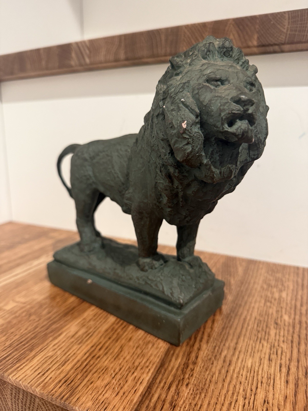 Art Institute Of Chicago Museum Lions Sculptures Pair Medium Green Resin Statues