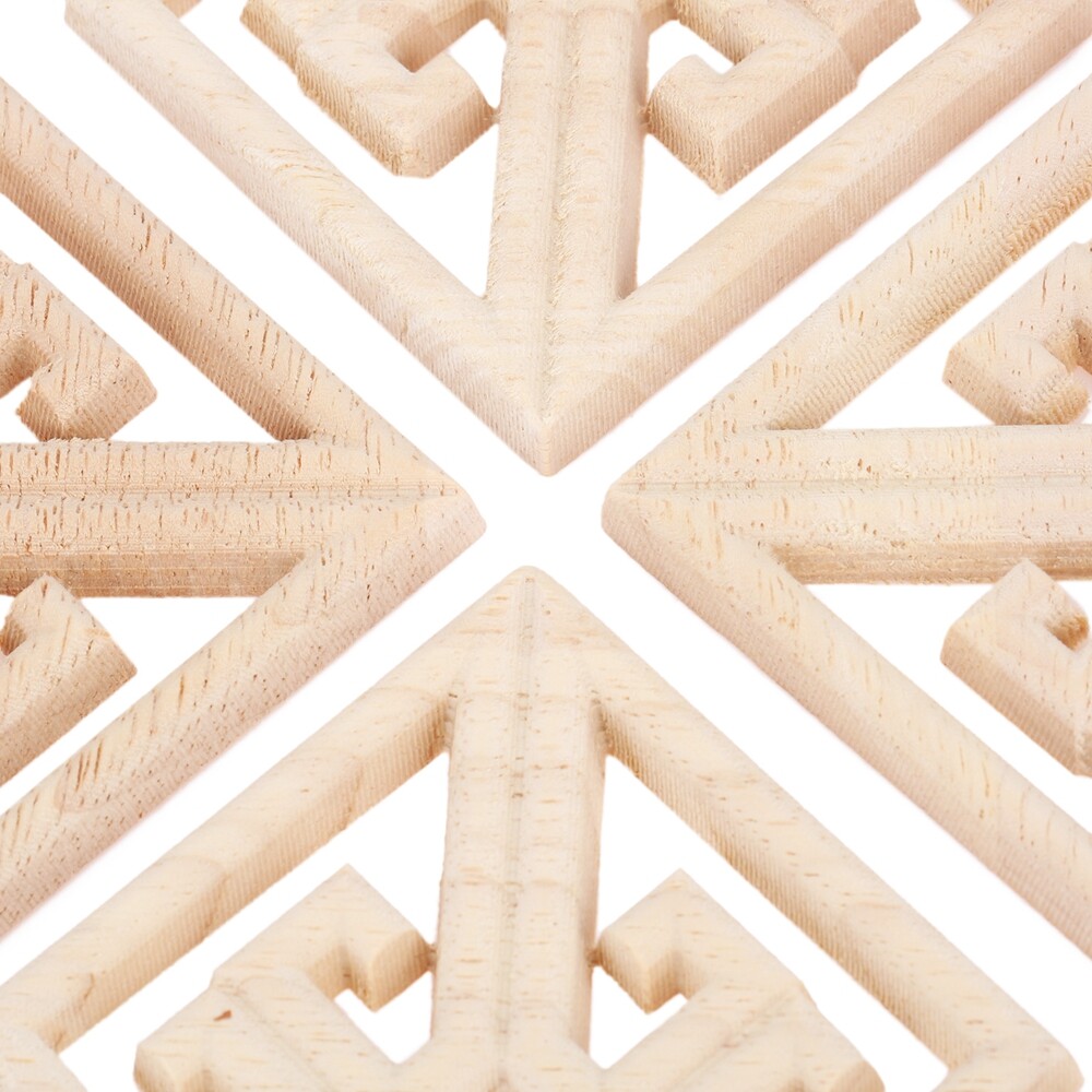 Wood Carved Appliques Onlays Unpainted Corner Wooden Carving Furniture Decal 8CM