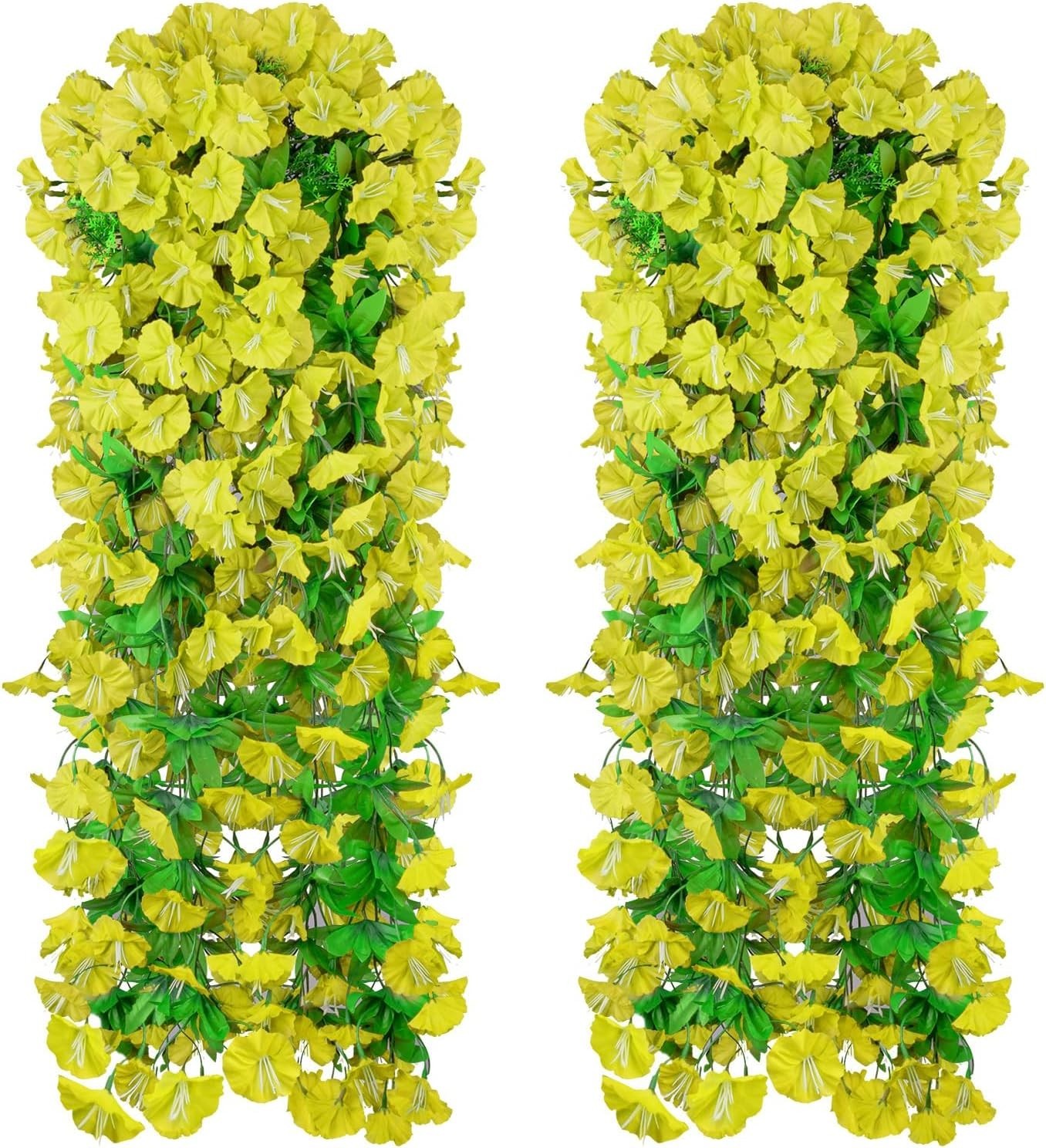 Easy-Care 2PCS Fake Yellow Morning Glory Vines – Perfect for Decorating Walls