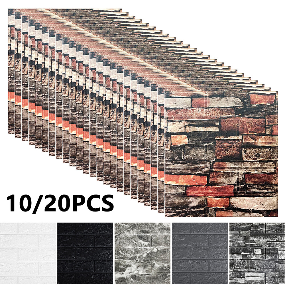 10/20 x 3D Tile Brick Wall Sticker Self-adhesive Foam Panel Wallpaper 13.8*15.2″