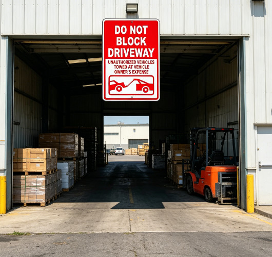 ”Do Not Block Driveway” Metal Sign, No Parking Towing Warning Plaque Street