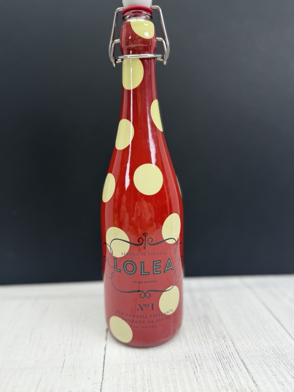Lolea No. 1 Red Sangria Empty Glass Bottle Red Polka Dot Decor 750ml