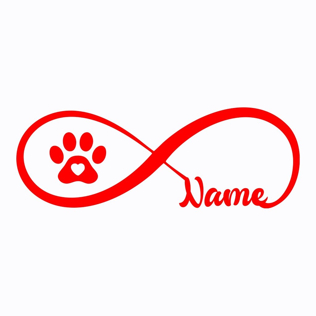 Personalized Infinity Paw Print Name Decal – Custom Pet Sticker 7×2.5 in
