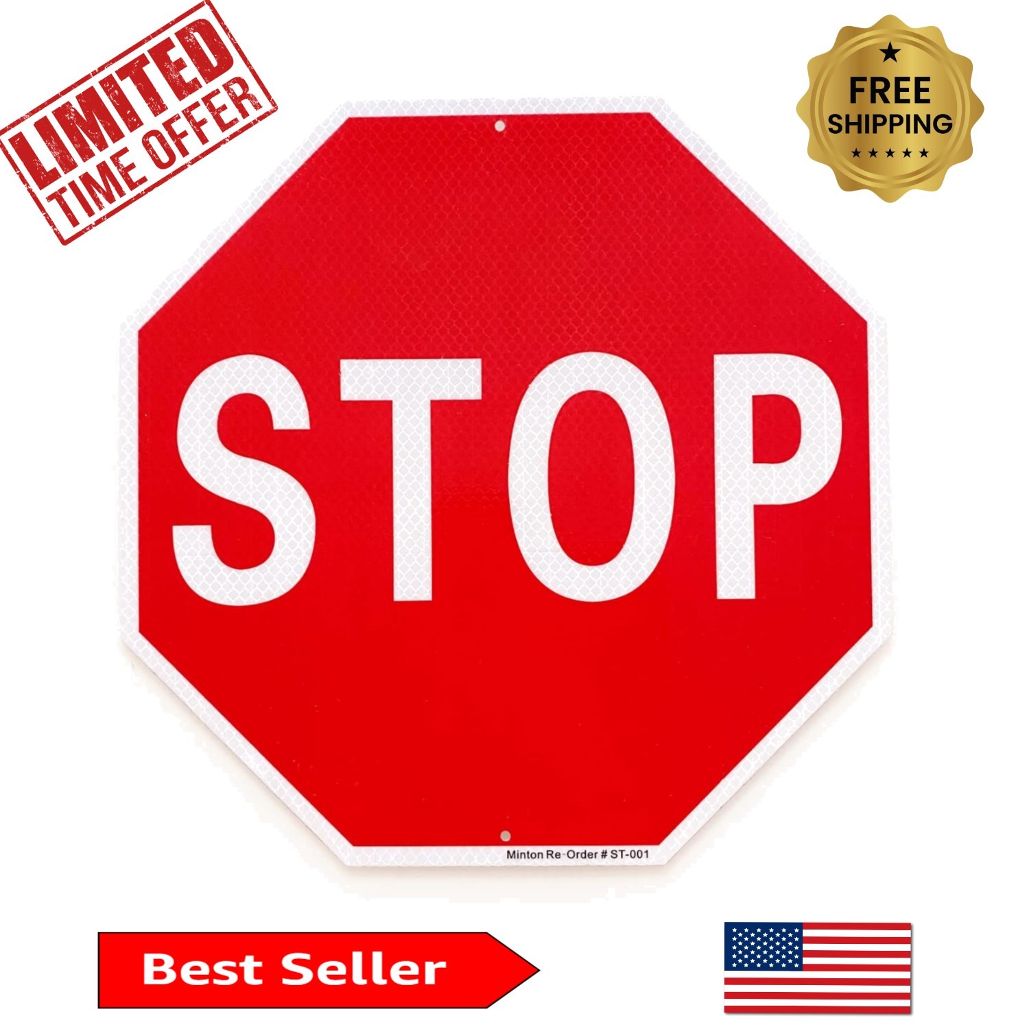 Weatherproof Reflective Stop Sign 12″ – Easy Installation for Any Setting