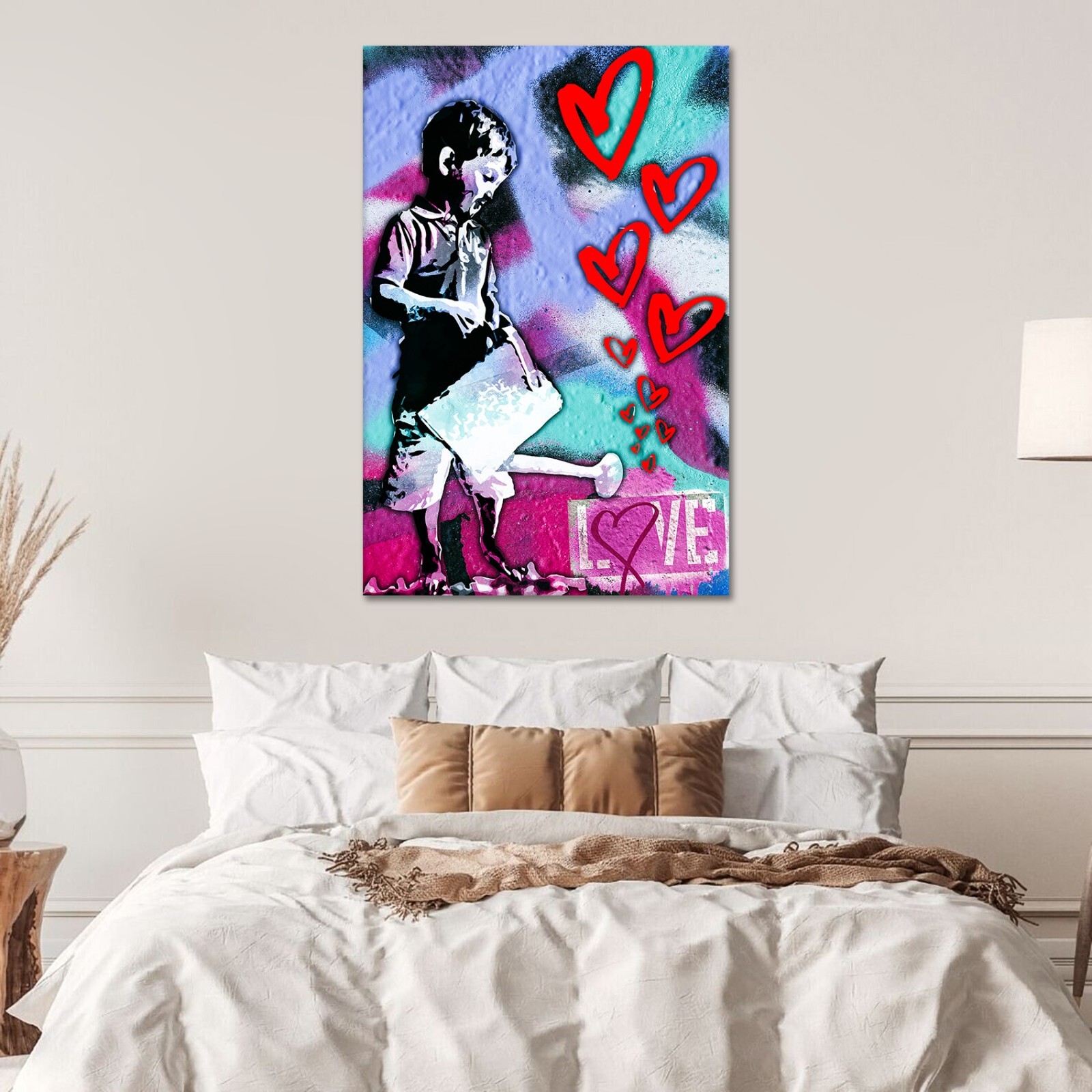 Banksy Abstract Canvas Unique Wall Art Child Love Pop Art Street Graffiti Gift