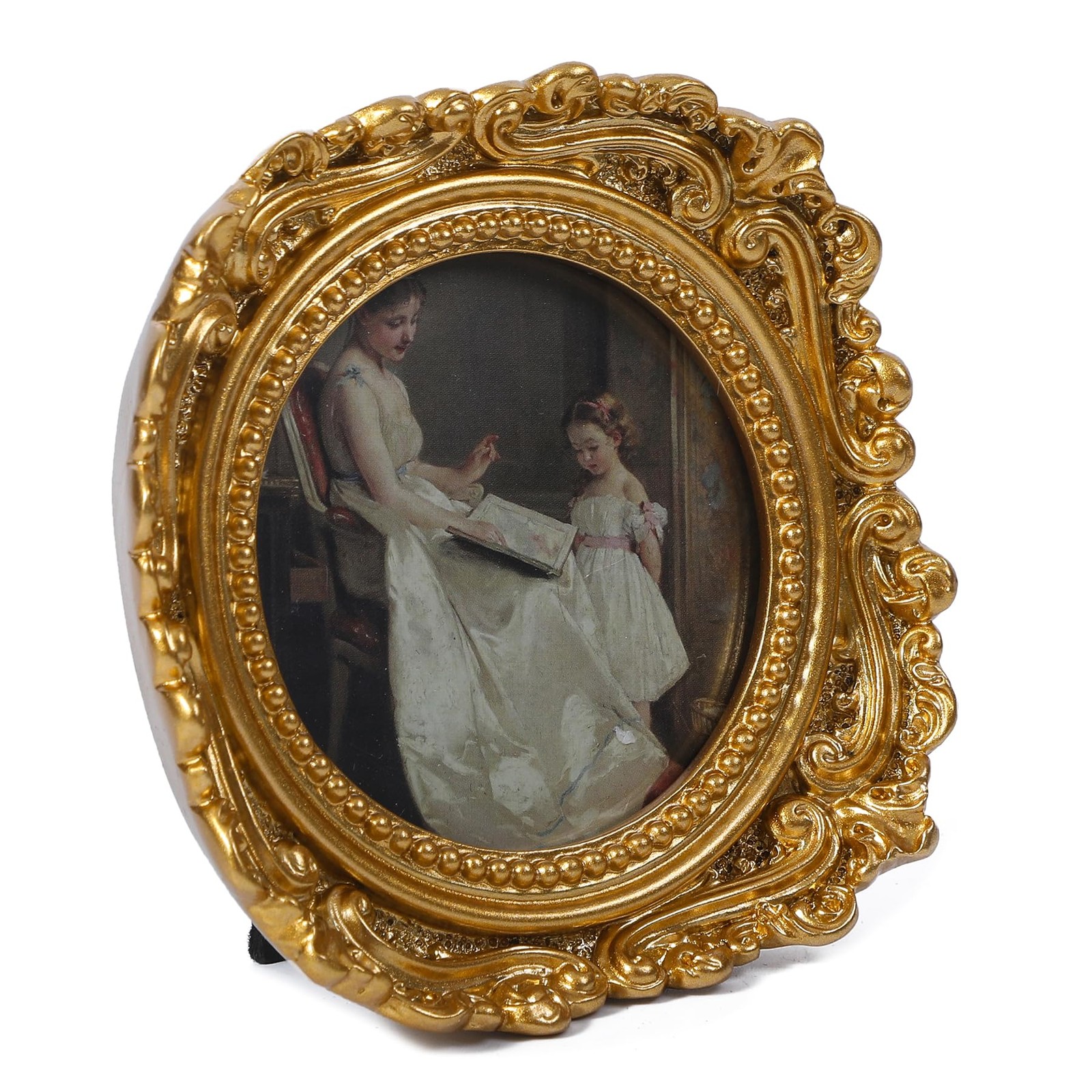 Vintage Picture Frames 3×3 Round Gold – Antique Ornate Small Picture Frames w…