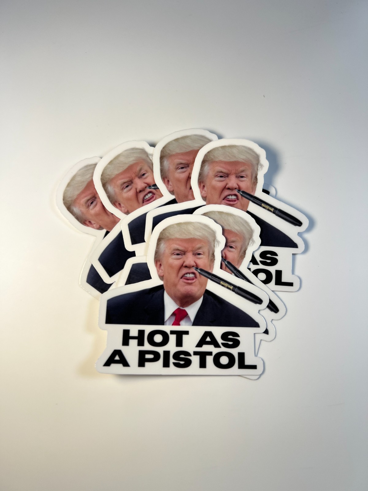 Trump Stickers ”HOT AS A PISTOL” MEME Gas Pump Waterproof Vinyl NEW 1/10/50/100