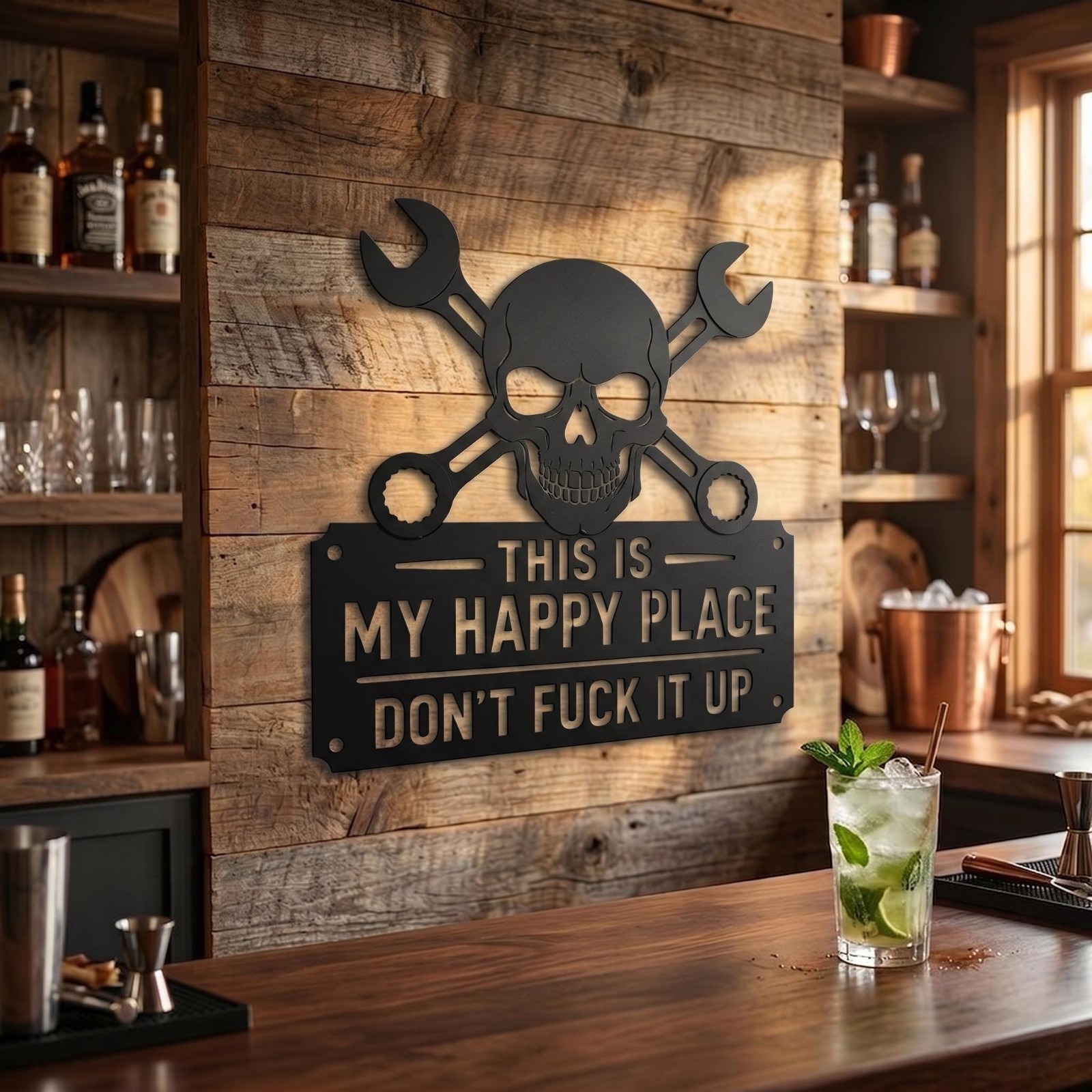 Funny “This Is My Happy Place Don’t Mess It Up” Metal Wall Art Sign