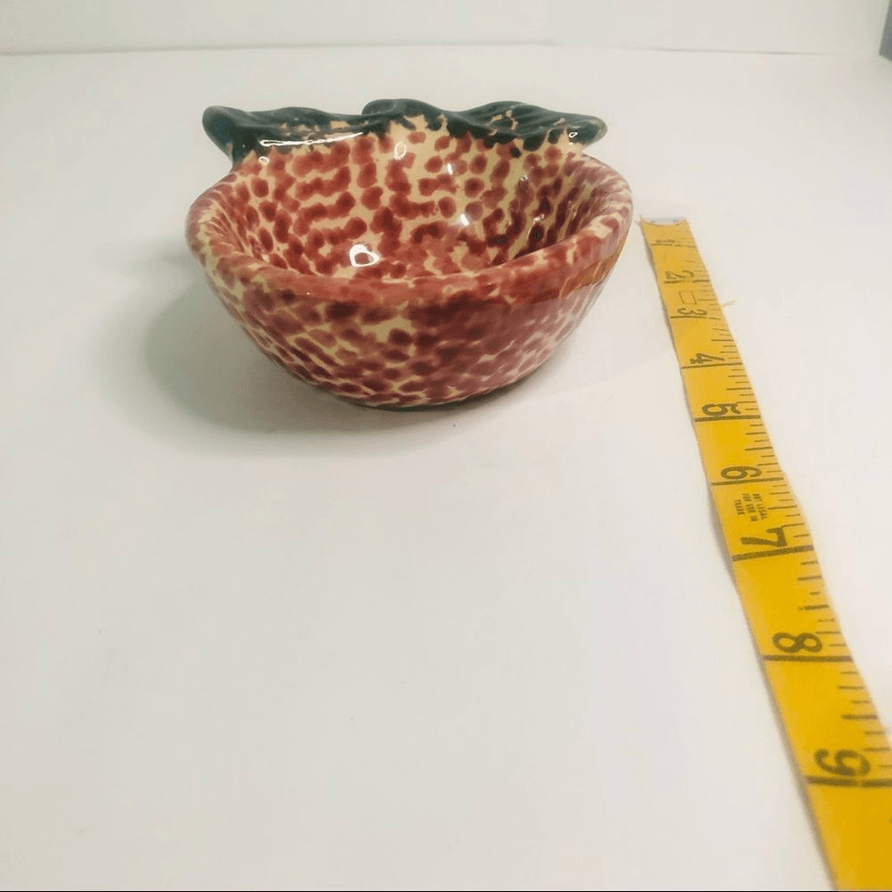 vtg ceramic apple dish red spatterware trinket dish country grandma core