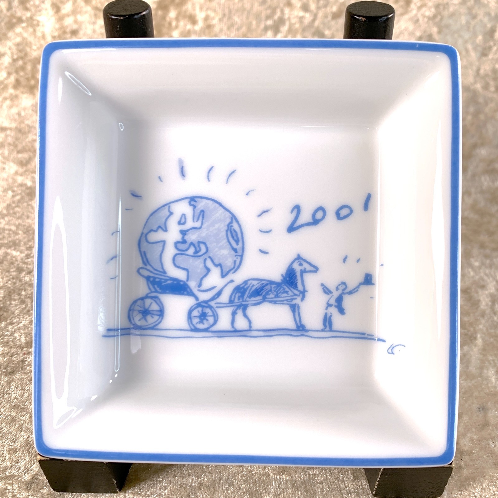 Hermes Mini Change Tray 2001 Limited Horse Car Globe 8 x 8 cm w/ Box
