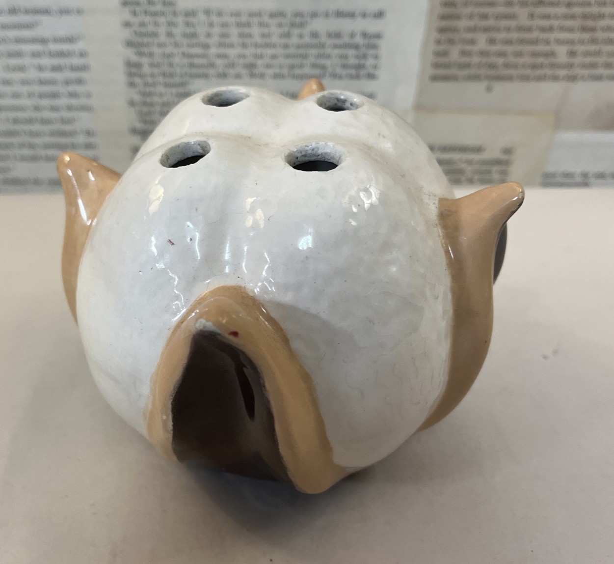 Ceramic Cotton Boll With 4 Holes On Top (3 Inches Tall)