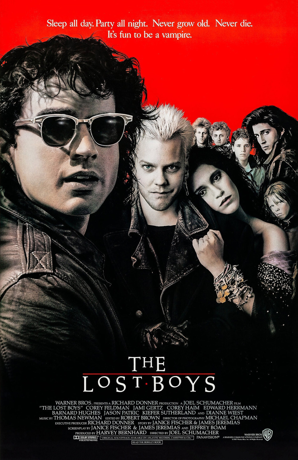 AA5170 The Lost Boys Film By Joel Schumacher 1987 Bordered Movie Poster 11×17