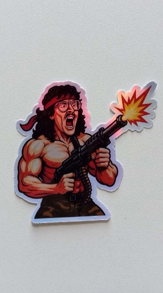 Weird Al UHF Rambo Waterproof Holographic Vinyl3 Inch Sticker