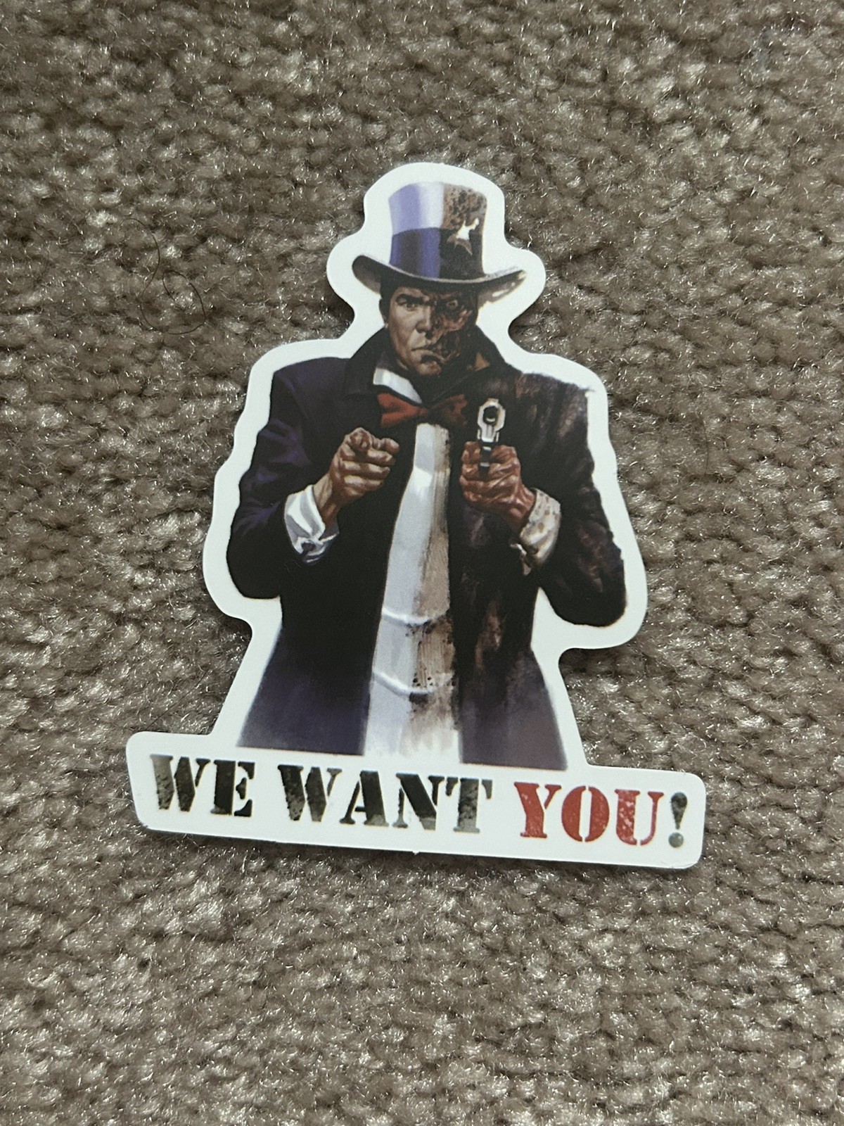 Two Face Batman We Want You Sticker Bomb Vinyl Laptop Waterbottle Luggage Decal