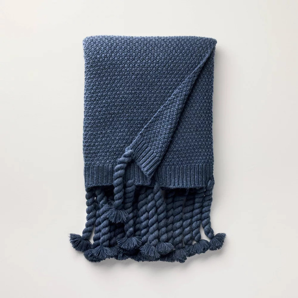 Knit Throw Blanket Blue – Hearth & Hand with Magnolia