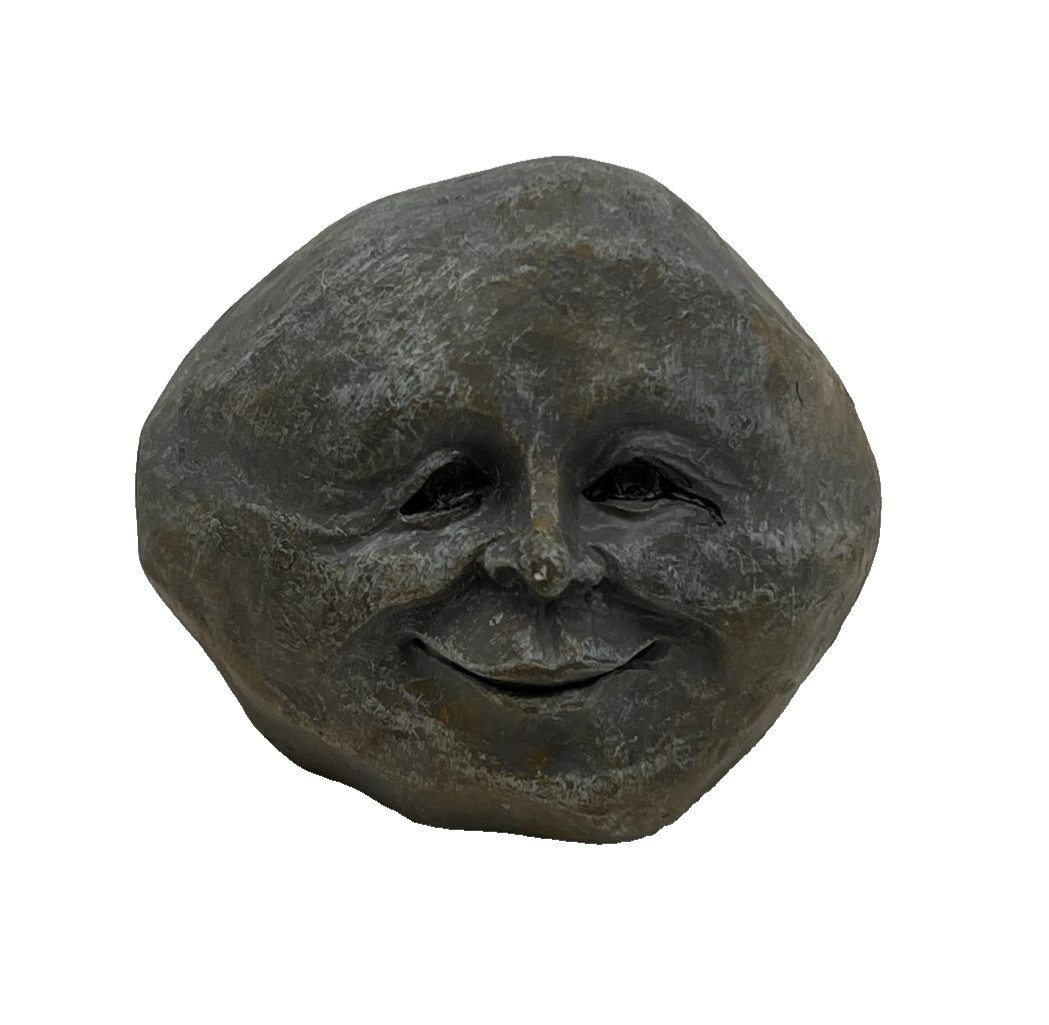 Ceramic Funny Face Figure Rock Indoor Desk Tabletop Decor 1.5×1.5″ Stone Head