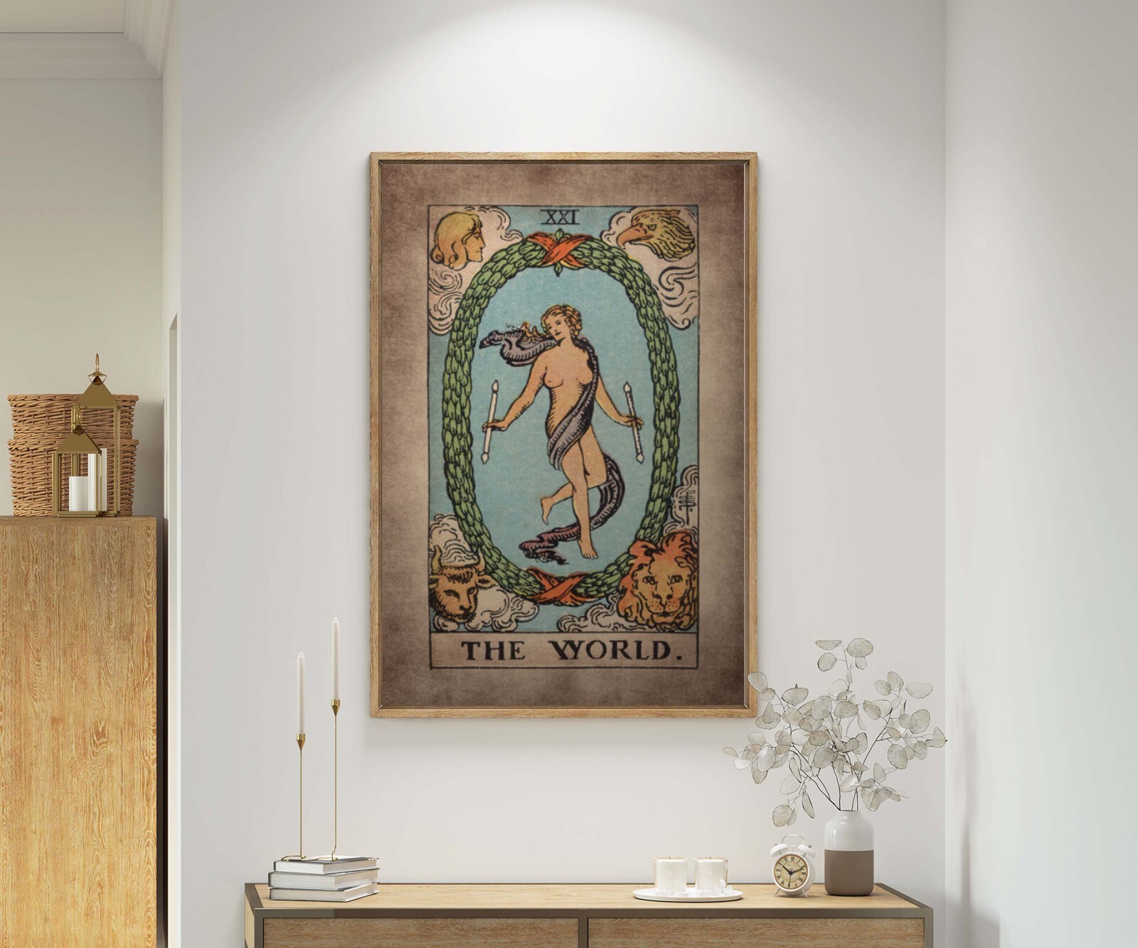 Tarot Card The World framed canvas print or poster Magic vintage wall Home Decor