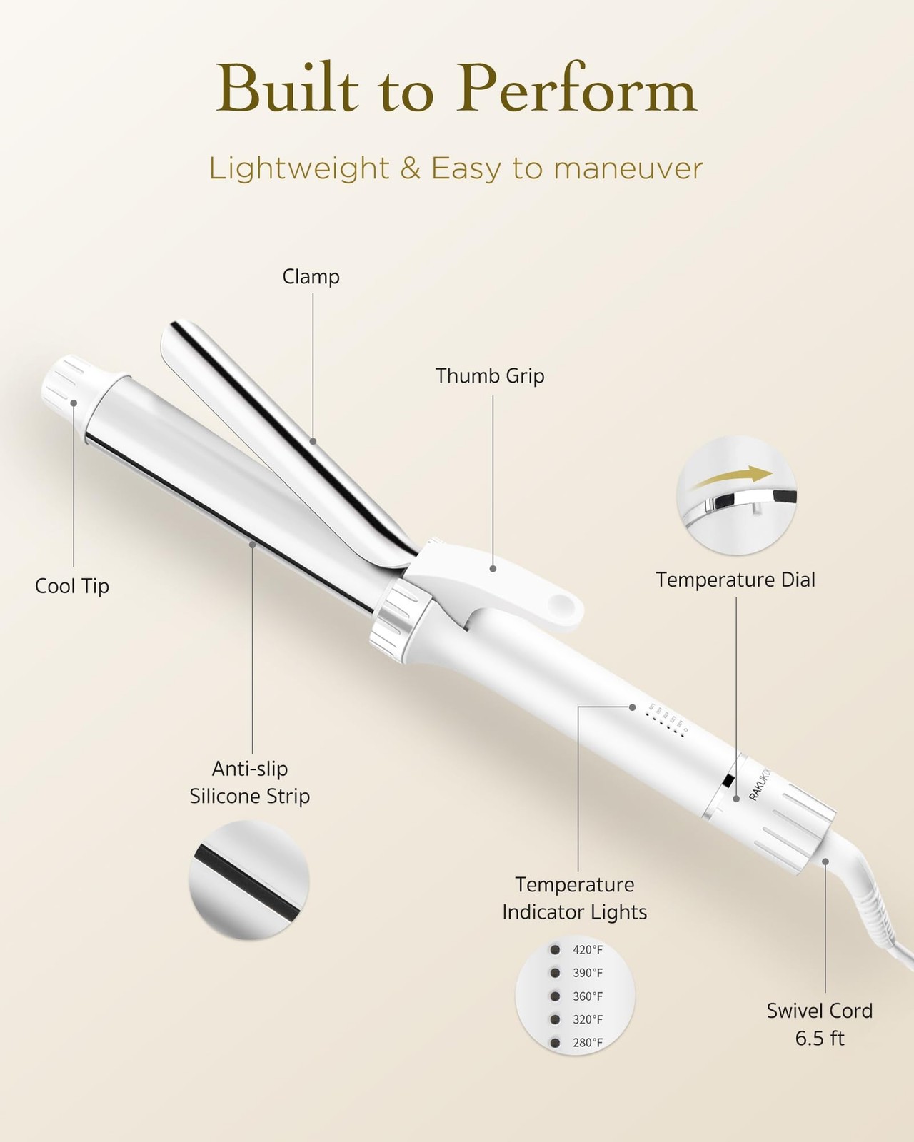 Titanium Curling Iron 1 1/4 Inch for Long-Lasting Beachy Waves & Loose Curls,…