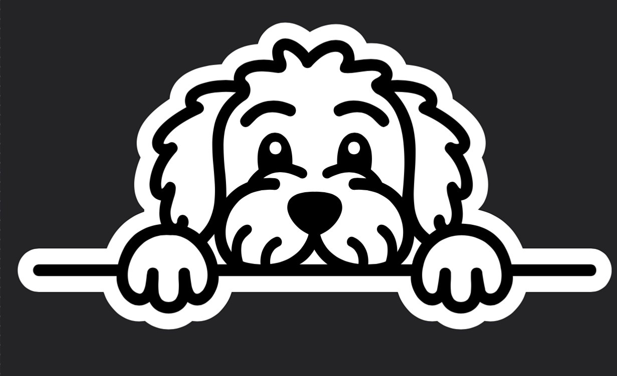New 4” Wide X 1.85” Tall Peeking Dog Vinyl Decal Sticker Cars Cups Mugs Glass